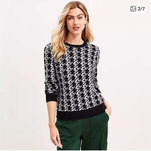 Ann Taylor Loft Lou & Grey - Ski Herringbone Sweater - black/white - Size M